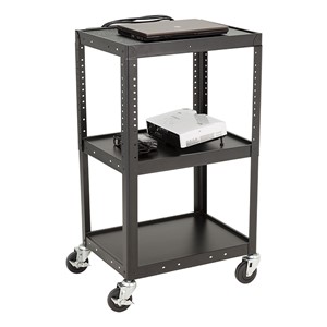 Adjustable-Height Metal AV Cart w/ Electric