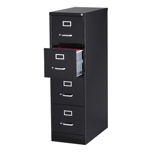 Vertical File Cabinet w/ Four Drawers - Black