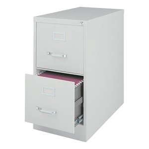 Vertical File Cabinet w/ Two Drawers - Letter Size (26 1/2" D) - Gray