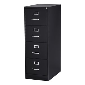 Vertical File Cabinet w/ Four Drawers - Black