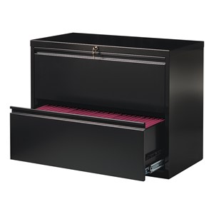 Lateral File Cabinet w/ Two Drawers (36" W) - Black