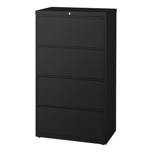 Lateral File Cabinet w/ Four Drawers - Black