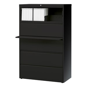 Lateral File Cabinet w/ Five Drawers (36" W) - Black