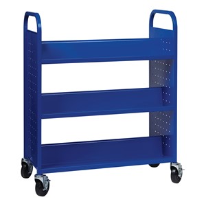 Double-Sided Sloped-Shelf Book Cart - Blue