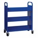 Double-Sided Sloped-Shelf Book Cart - Blue