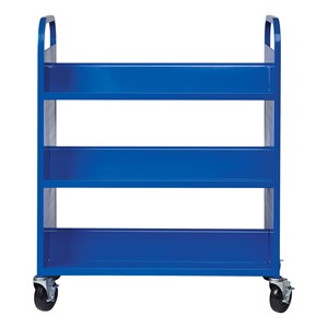 Double-Sided Sloped-Shelf Book Cart - Blue