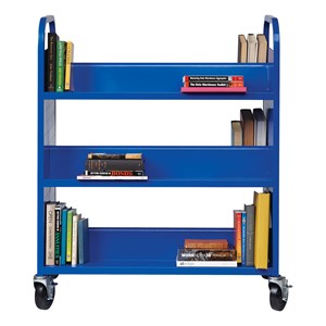 Double-Sided Sloped-Shelf Book Cart - Blue