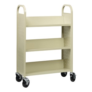 One-Sided Rolling Book Cart - Putty