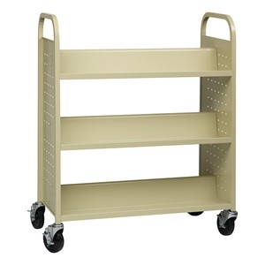 Double-Sided Sloped-Shelf Book Cart - Putty