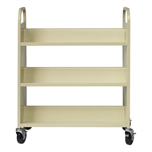 Double-Sided Sloped-Shelf Book Cart - Putty