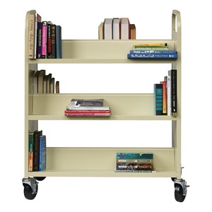 Double-Sided Sloped-Shelf Book Cart - Putty