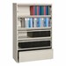 Lateral File Cabinet w/ Four Roll-Out Shelves & Fixed Bottom Shelf (42" W) - Putty
