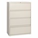 Lateral File Cabinet w/ Three Roll-Out Shelves & Fixed Bottom Shelf (36" W) - Putty