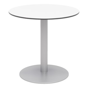 Alfresco Bistro Indoor/Outdoor Round Pedestal Café Table (30" Diameter)  - White Top/Silver Frame
