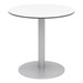 Alfresco Bistro Indoor/Outdoor Round Pedestal Café Table - White Top/Silver Frame