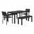 Alfresco Bistro Indoor/Outdoor Bench, Café Chair & Rectangle Table - Five Piece Set - Black w/ Black Frame