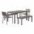 Alfresco Bistro Indoor/Outdoor Bench, Café Chair & Rectangle Table - Five Piece Set - Mocha w/ Silver Frame