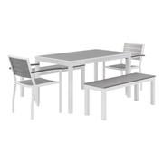 Alfresco Bistro Indoor/Outdoor Bench, Café Chair & Rectangle Table Set