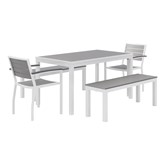 Alfresco Bistro Indoor/Outdoor Bench, Café Chair & Rectangle Table Set