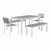 Alfresco Bistro Indoor/Outdoor Bench, Café Chair & Rectangle Table - Five Piece Set - Gray w/ White Frame