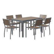 Alfresco Bistro Indoor/Outdoor Rectangle Pedestal Table & Café Chair Set