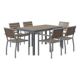 Alfresco Bistro Indoor/Outdoor Rectangle Pedestal Table & Café Chair Set
