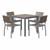 Alfresco Bistro Indoor/Outdoor Square Pedestal & Café Chair - Five Piece Set - Mocha/Silver Frame