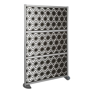 Modern Privacy Panel w/ Kaleidoscop Top Pattern Infill Panels (4' 4" W x 6' 6" H) - Charcoal