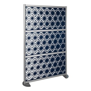 Modern Privacy Panel w/ Kaleidoscop Top Pattern Infill Panels (4' 4" W x 6' 6" H) - Midnight