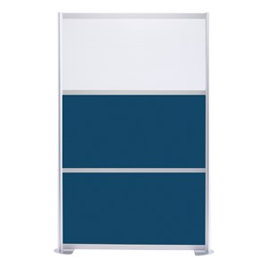 Modern Privacy Panel w/ Colored & Translucent Infill Panels (4' 4" W x 6' 6" H) - Navy Blue w/ White Panel