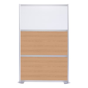 Modern Privacy Panel w/ Colored & Translucent Infill Panels (4' 4" W x 6' 6" H) - Oak w/ White Panel