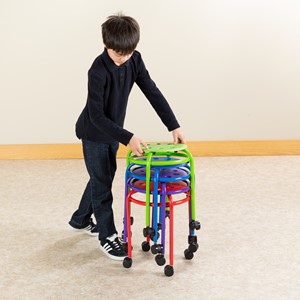 Mobile Assorted Color Plastic Stack Stool w/ Stability Ring - Stacked