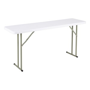 Blow Molded Plastic Folding Training Table (18" W x 60" L) - White