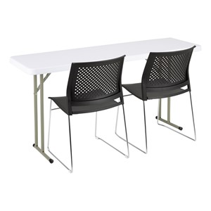 Blow Molded Plastic Folding Training Table (18" W x 60" L) - White