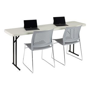 Gray Blow-Molded Plastic Folding Training Table (18" W x 72" L)