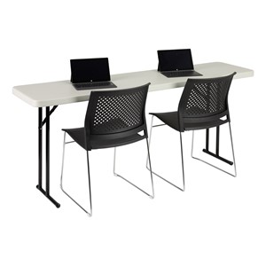 Gray Blow Molded Plastic Folding Training Table (18" W x 72" L)