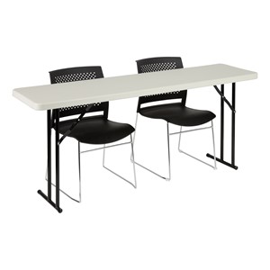 Gray Blow Molded Plastic Folding Training Table (18" W x 72" L)