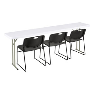 Blow Molded Plastic Folding Training Table (18" W x 96" L) - White