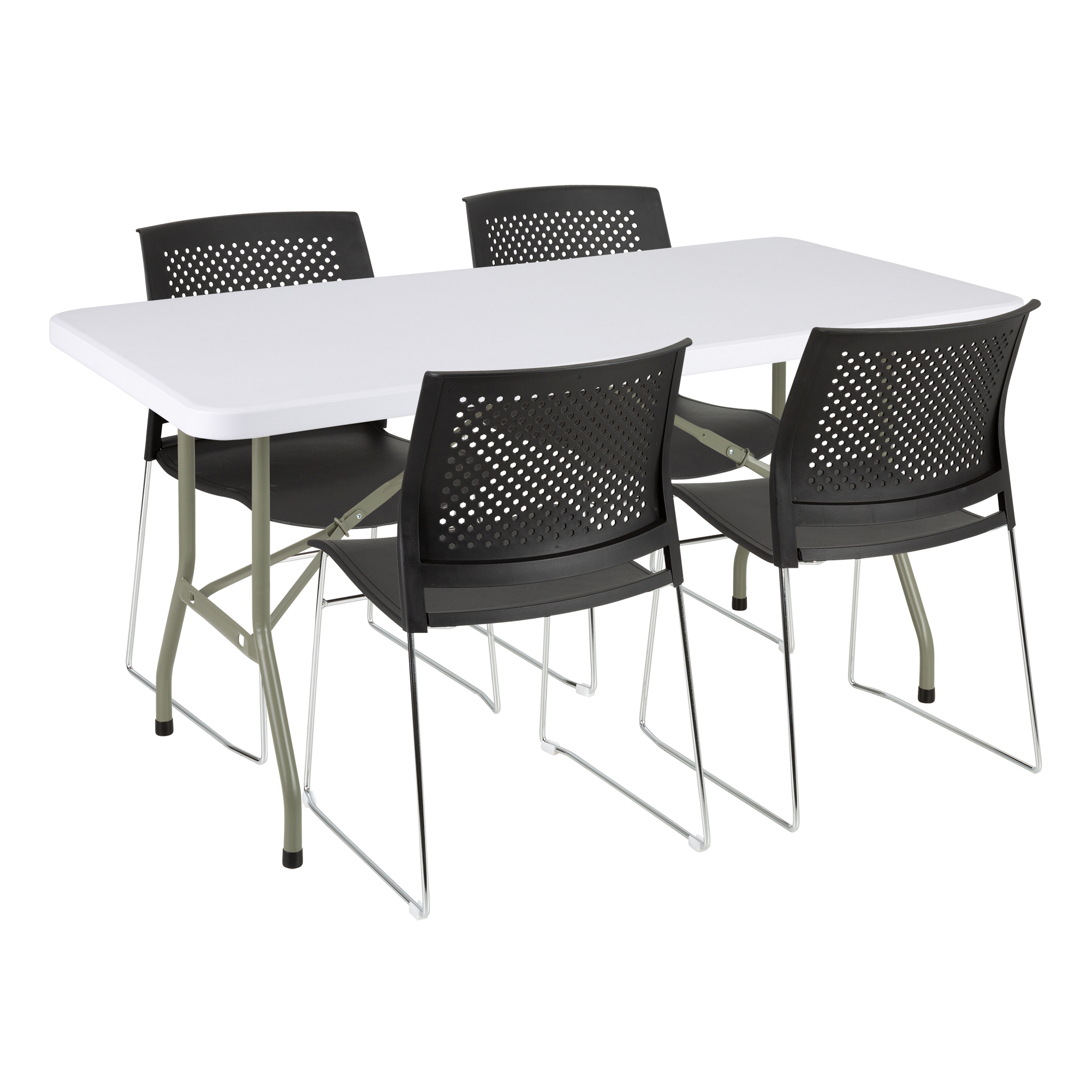 Rectangular Blow Molded Plastic Folding Table (30" W x 60" L)