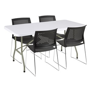 Rectangular Blow Molded Plastic Folding Table (30" W x 60" L)