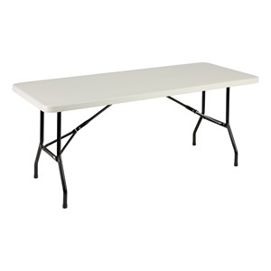 Rectangular Gray Blow-Molded Plastic Folding Table (30" W x 72" L)