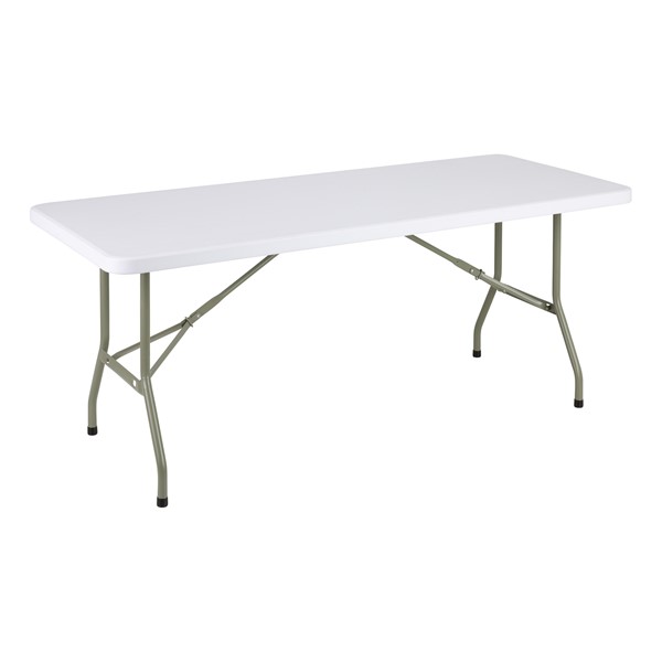 Rectangular Blow Molded Plastic Folding Table (30" W x 96" L) - White