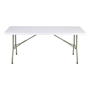 Rectangular Blow Molded Plastic Folding Table (30" W x 96" L) - White