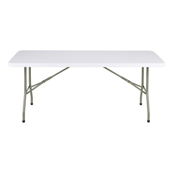 Rectangular Blow Molded Plastic Folding Table (30" W x 96" L) - White