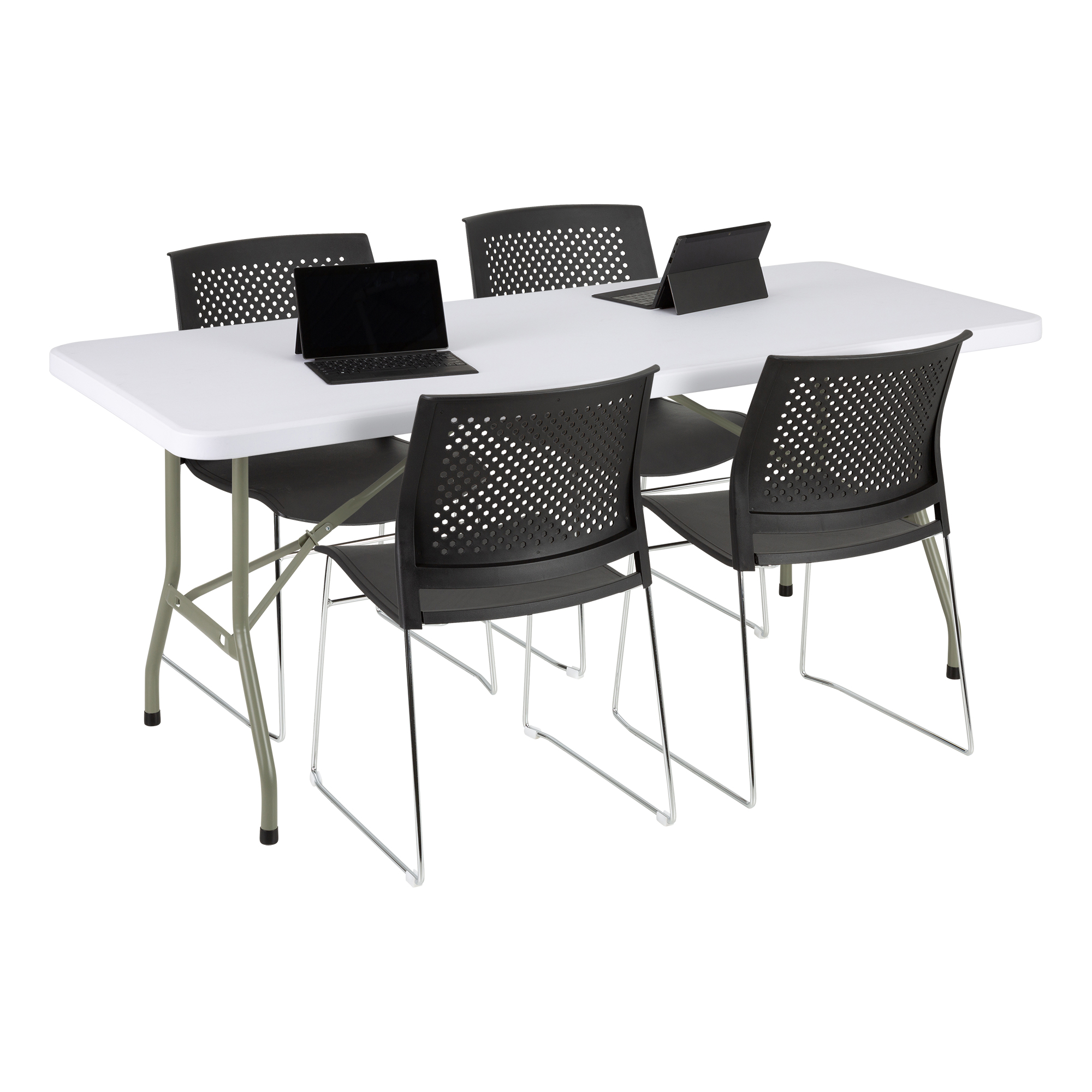 Rectangular Blow Molded Plastic Folding Table (30" W x 72" L)