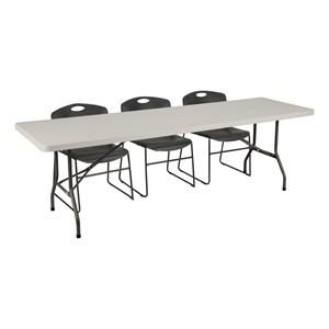 Gray Blow-Molded Plastic Folding Table