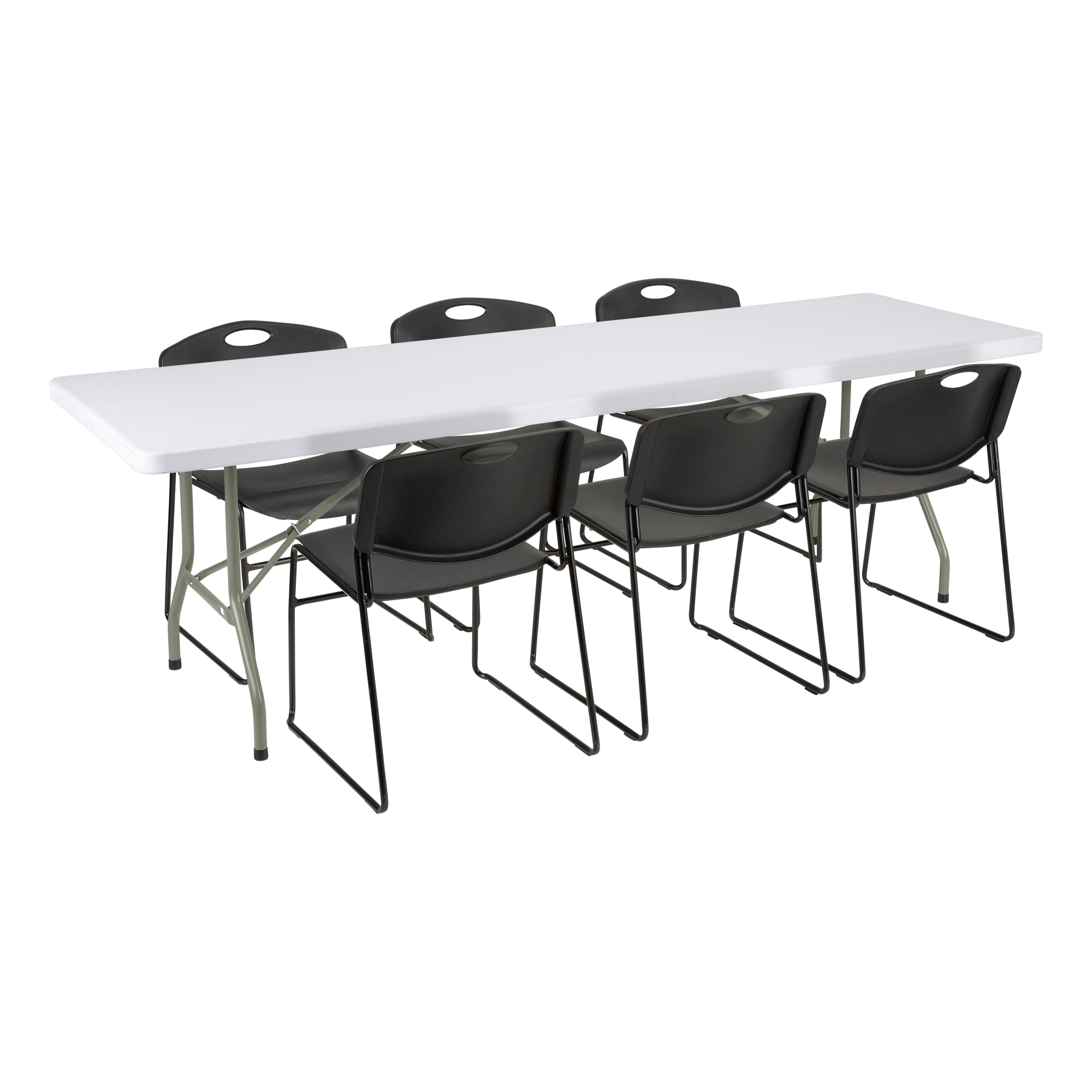 Rectangular Blow Molded Plastic Folding Table (30" W x 96" L)