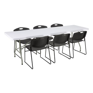 Rectangular Blow Molded Plastic Folding Table (30" W x 96" L)