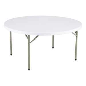 Round Blow Molded Plastic Folding Table (60" Diameter) - White