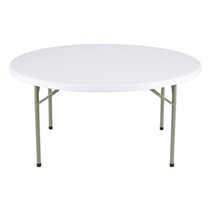 Round Blow Molded Plastic Folding Table (60" Diameter) - White